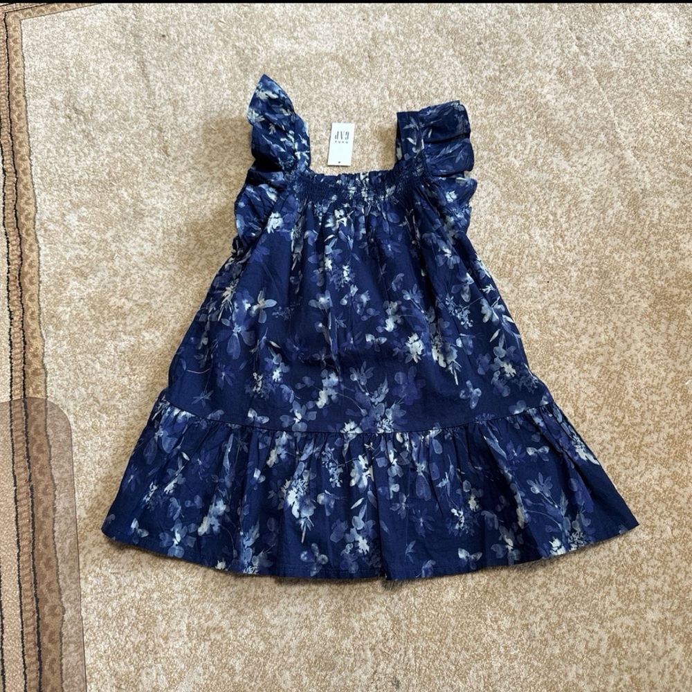 GAP Blue and White Ruffled A-line Sundress